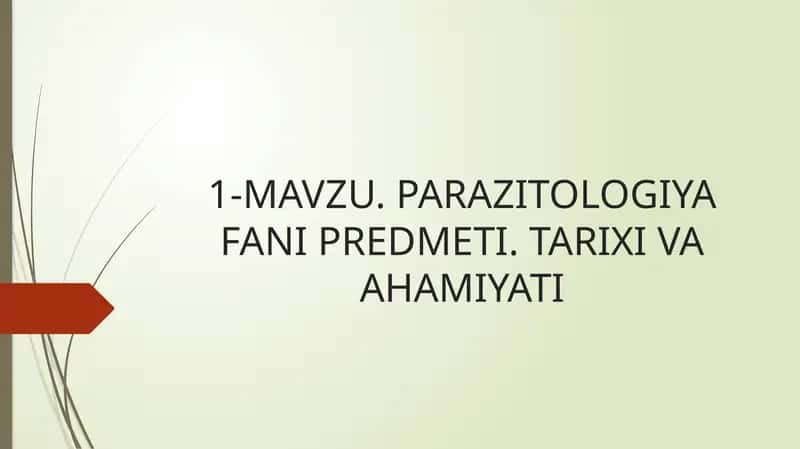 PARAZITOLOGIYA FANI