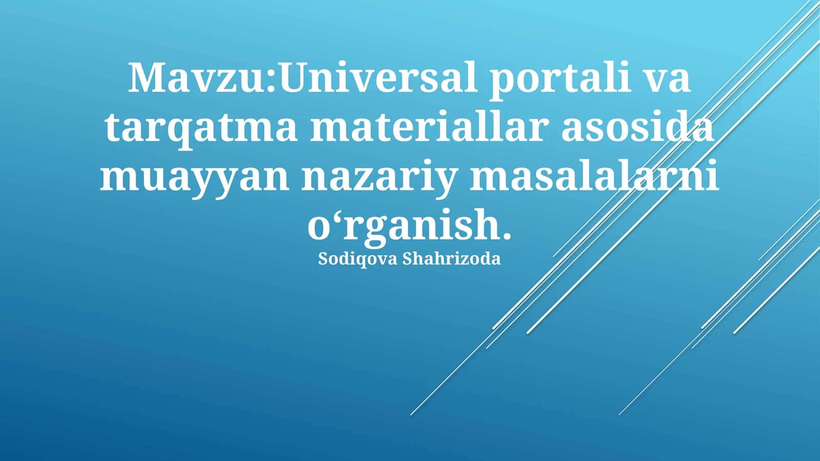 Umumiy Portallar va Tarqatish Materiallari asosida Teorik Muammolarni O'rganish
