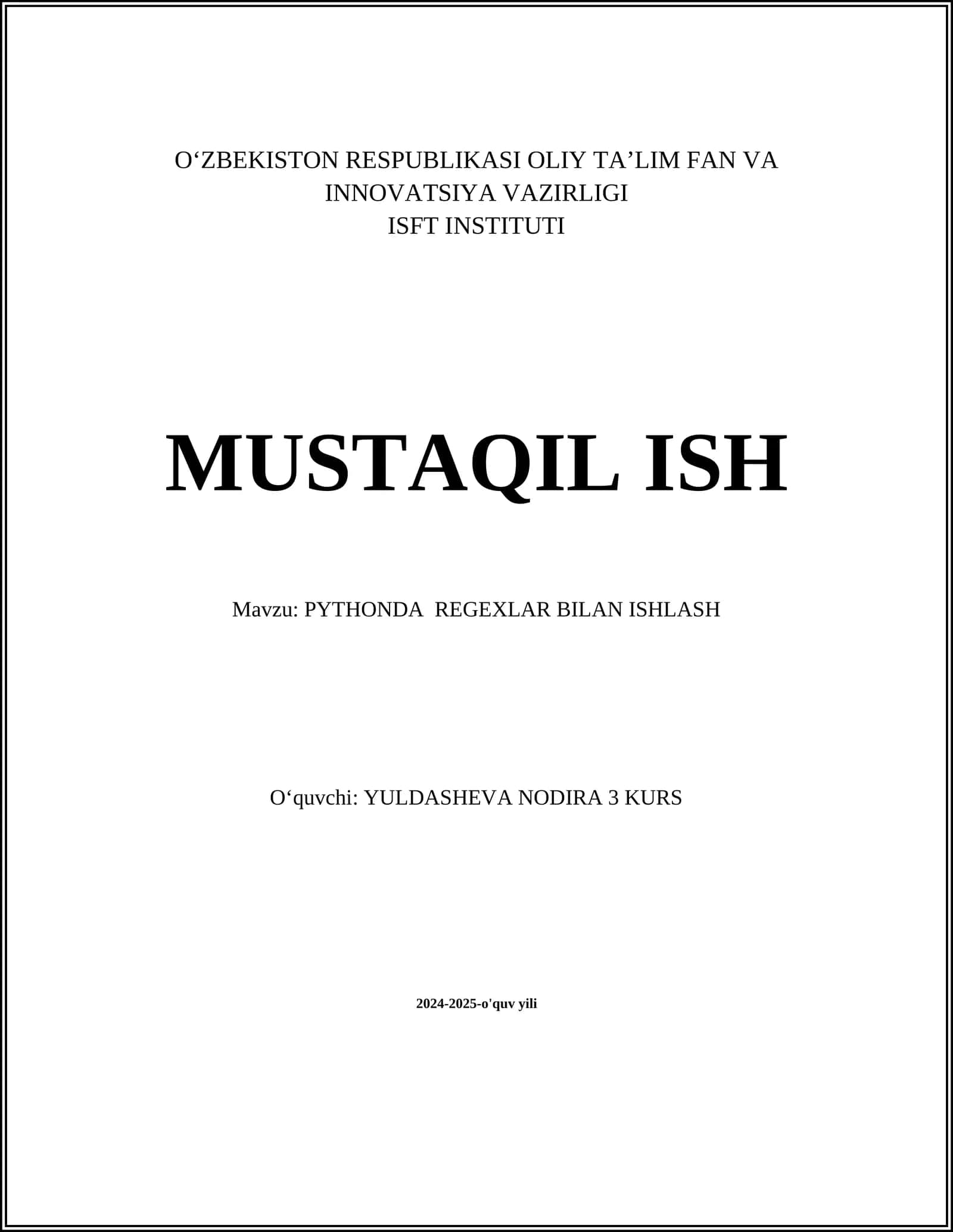 PYTHONDA REGEXLAR BILAN ISHLASH