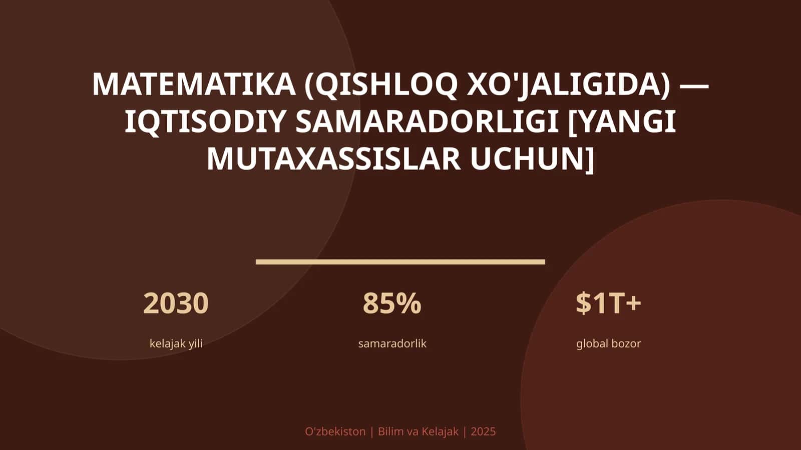 Matematika (qishloq xo'jaligida) — iqtisodiy samaradorligi [yangi mutaxassislar uchun]