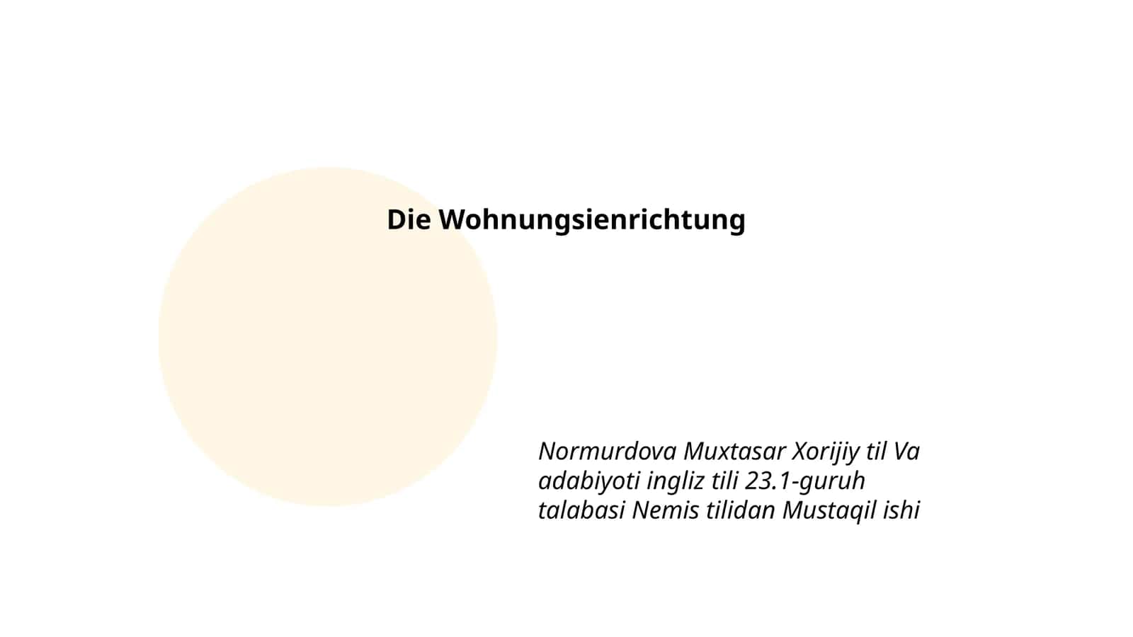 Die Wohnungsienrichtung