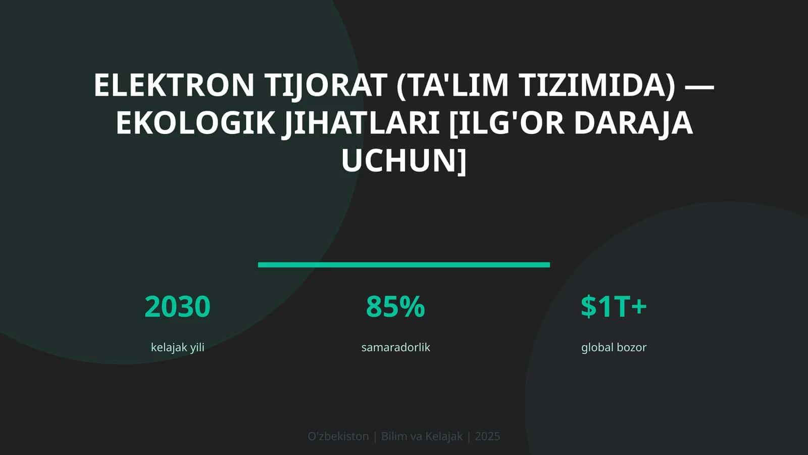 Elektron tijorat (ta'lim tizimida) — ekologik jihatlari [ilg'or daraja uchun]