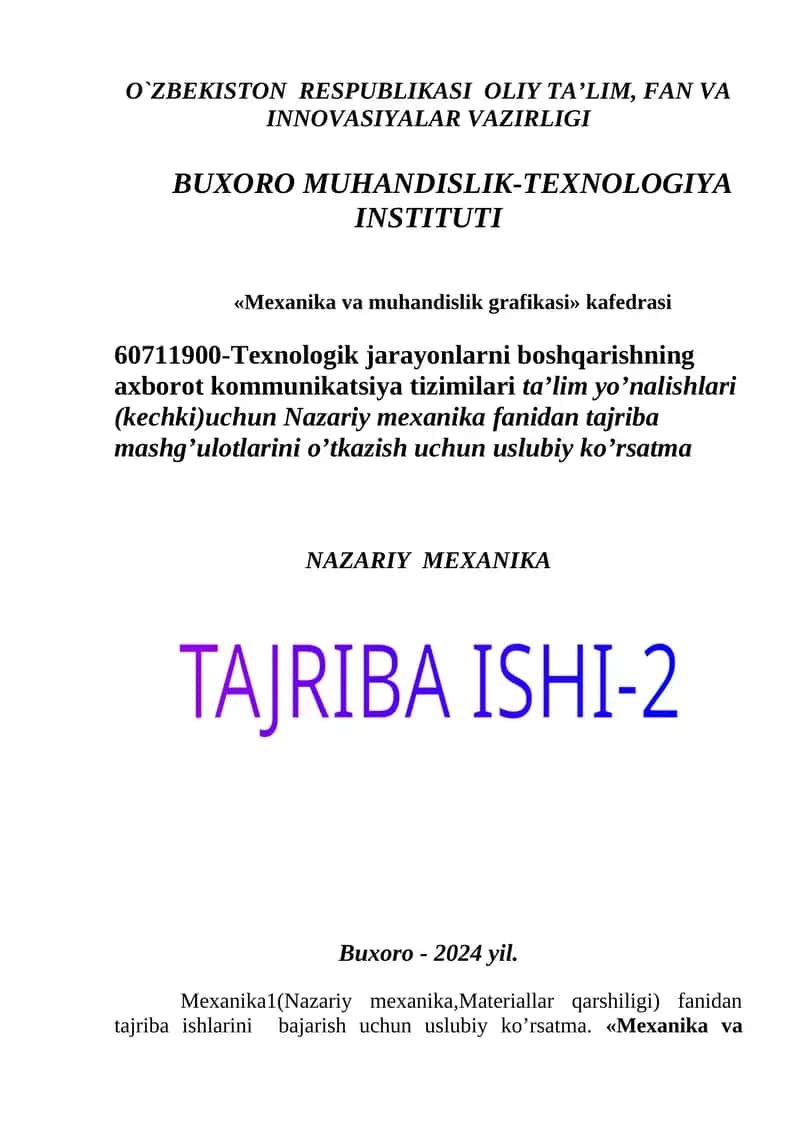 Mexanika va muhandislik grafikasi