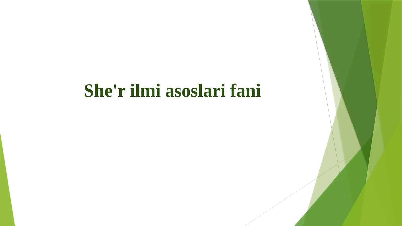 She'r ilmi asoslari fani