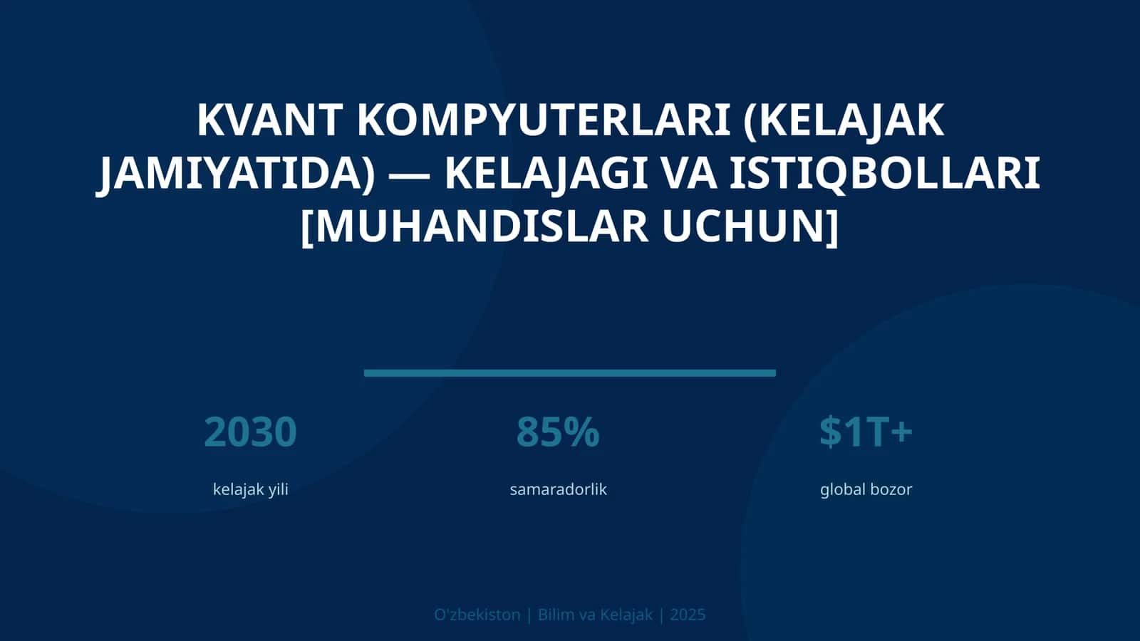 KVANT KOMPYUTERLARI (KELAJAK JAMIYATIDA) — KELAJAGI VA ISTIQBOLLARI [MUHANDISLAR UCHUN]