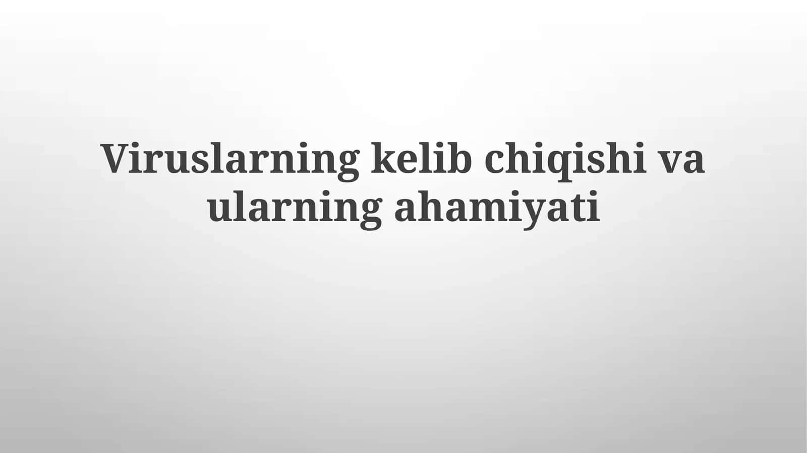 Virus Evolyutsiyasi va Xilma-Xilligi
