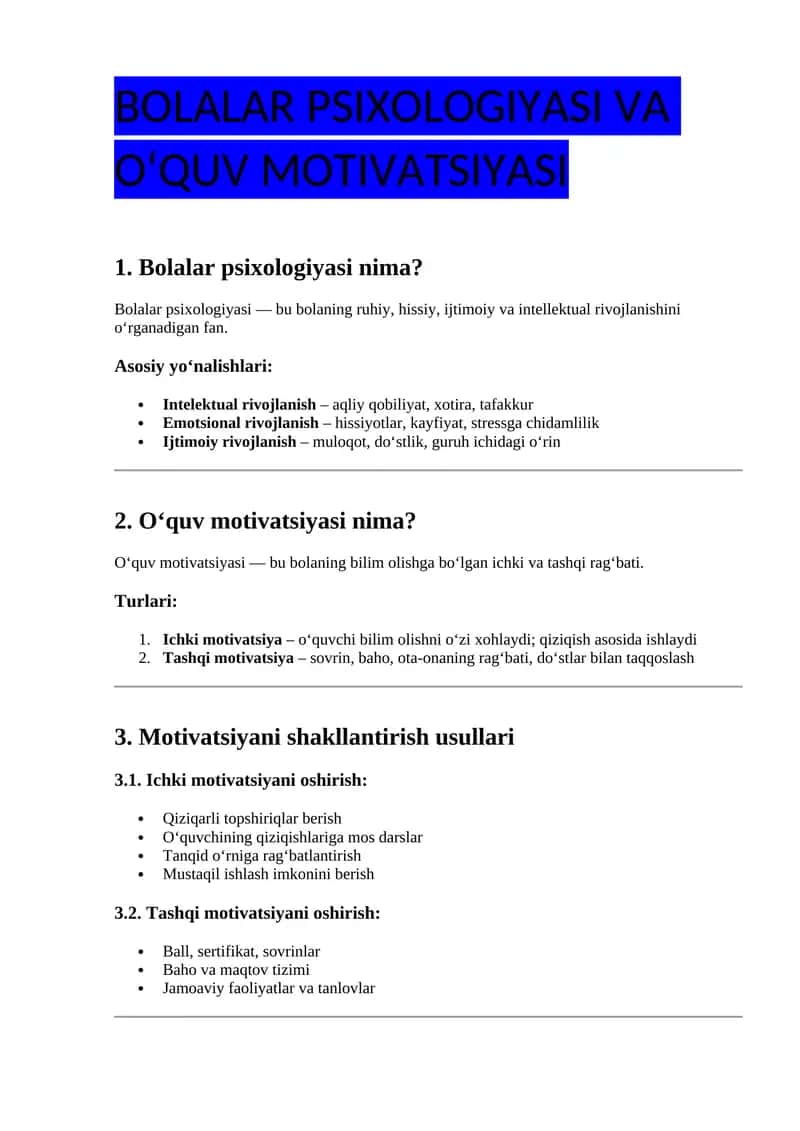 Bolalar psixologiyasi