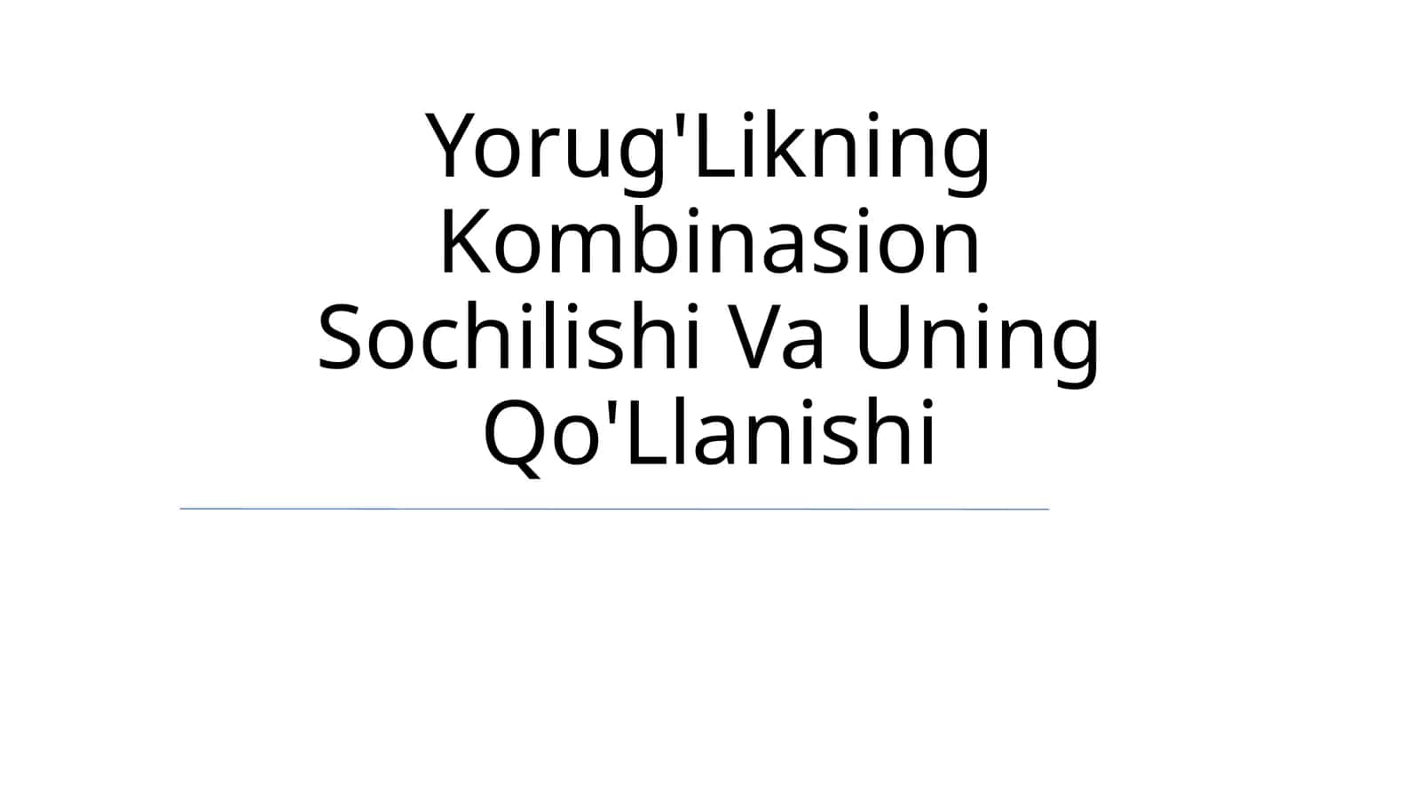 Yorug'Likning Kombinasion Sochilishi Va Uning Qo'Llanishi