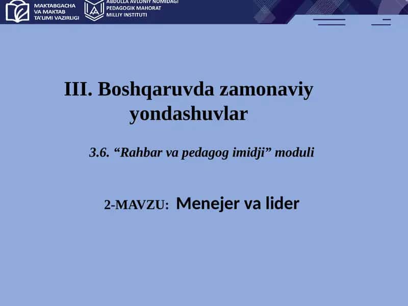 Menejer va lider
