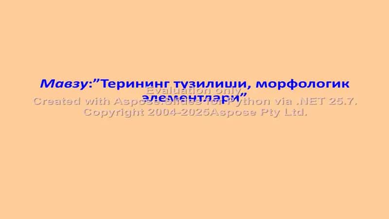 Терининг тузилиши, морфологик элементлари ва паразитар касалликлар