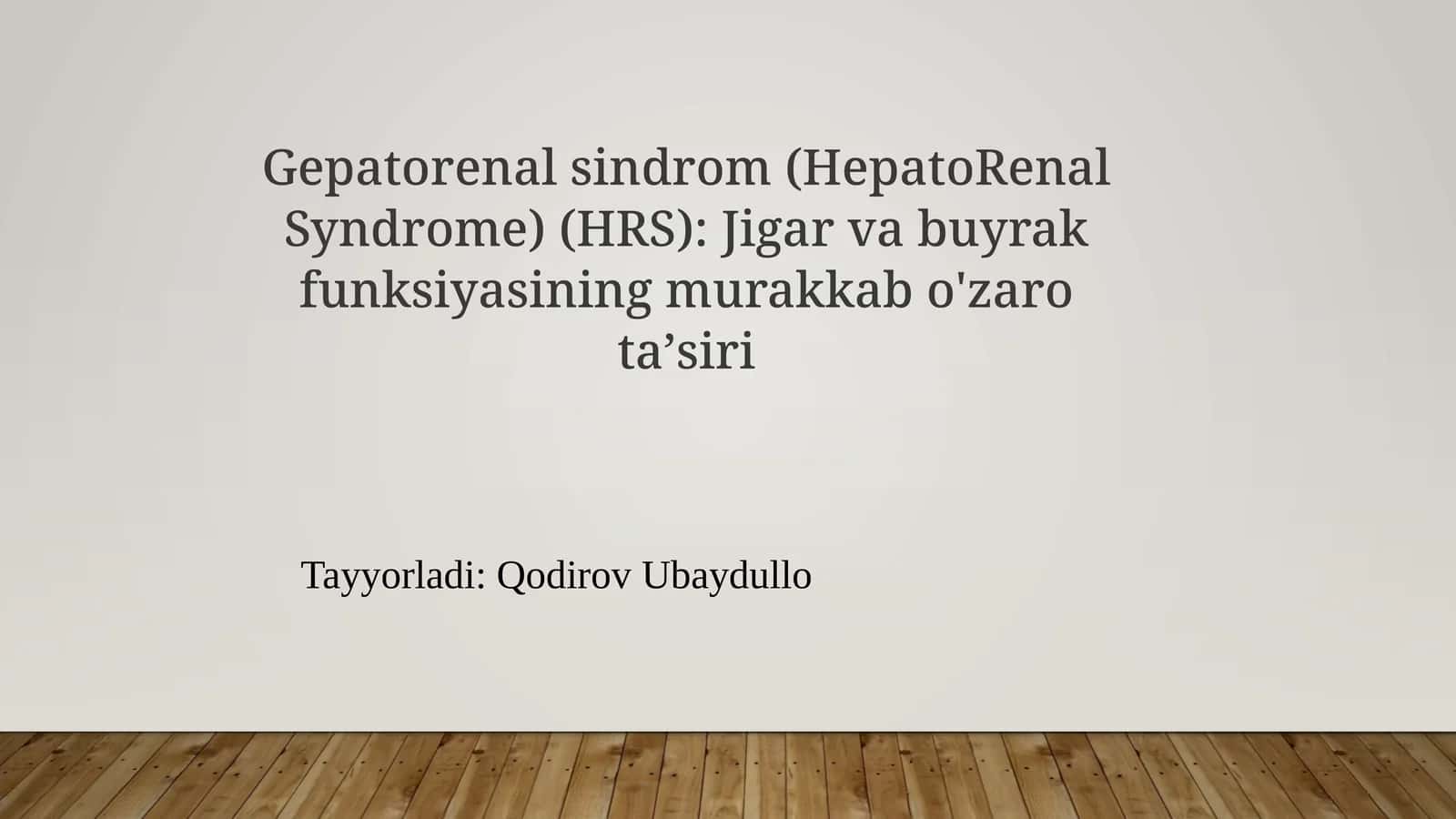 Gepatorenal Sindrom: Jigar va buyrak funksiyasining o'zaro murakkab ta'siri.