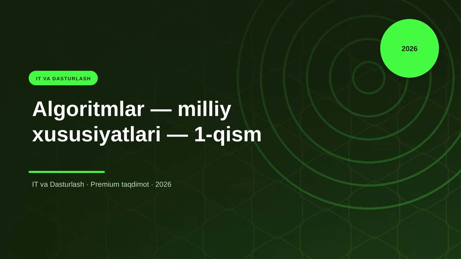 Algoritmlar — milliy xususiyatlari — 1-qism