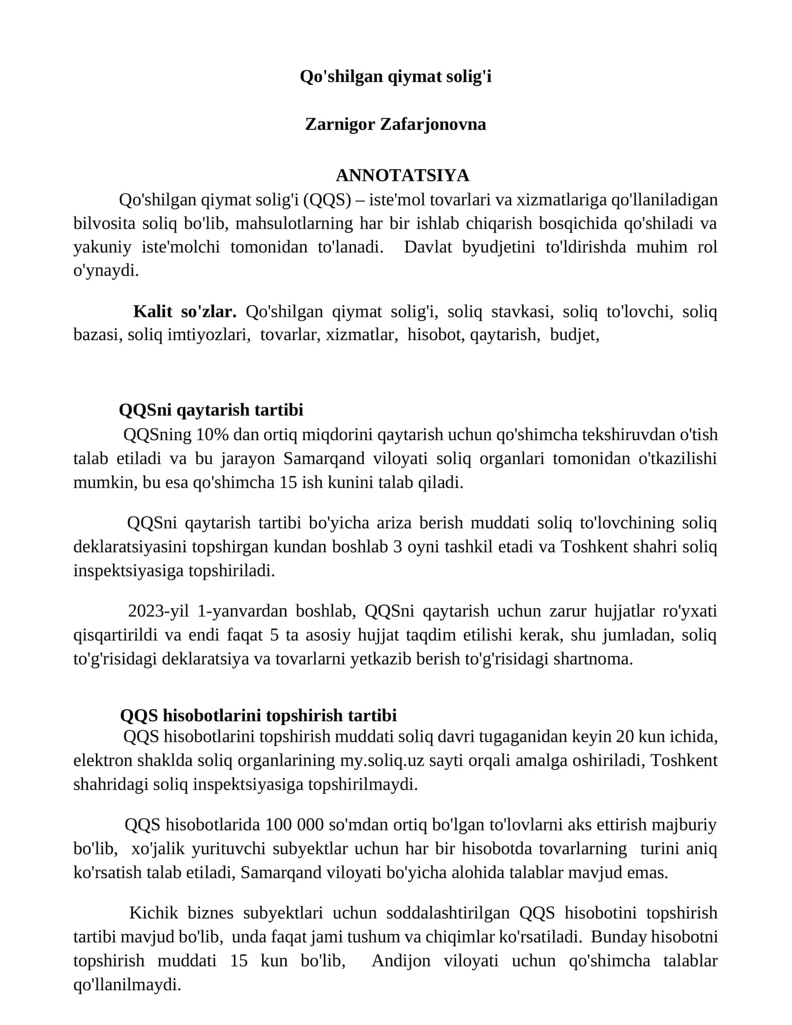 Qo'shilgan qiymat solig'i