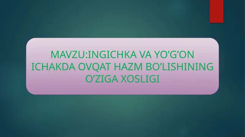 Ingichka va yo'g'on ichakda ovqat hazm bo'lishi