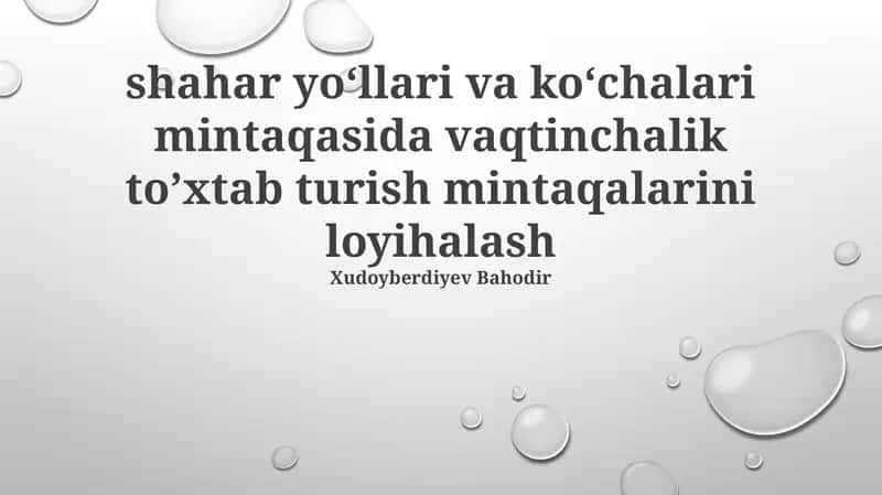 Shahar Ko'chalari va Yo'llarida Vaqtinchalik Avtoturargohlarni Joylashtirish