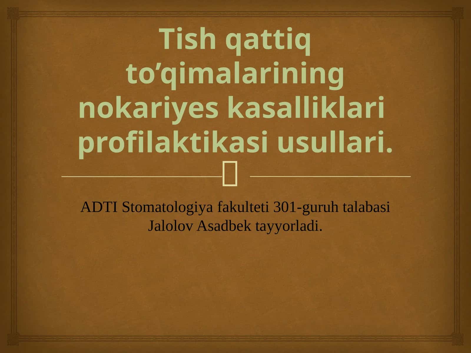 Tish qattiq to’qimalarining nokariyes kasalliklari  profilaktikasi usullari.