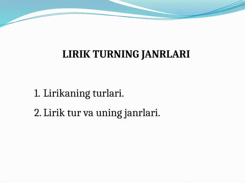 LIRIKTURNINGJANRLARI