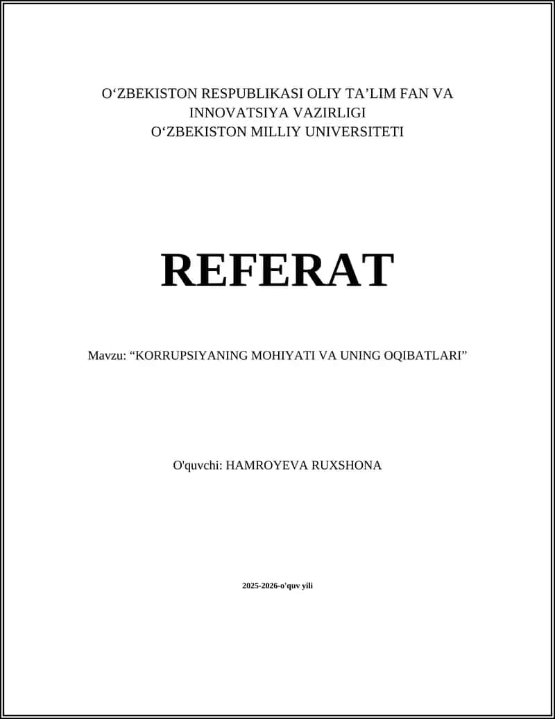 Korrupsiyaning Mohiyati va Uning Oqibatlari