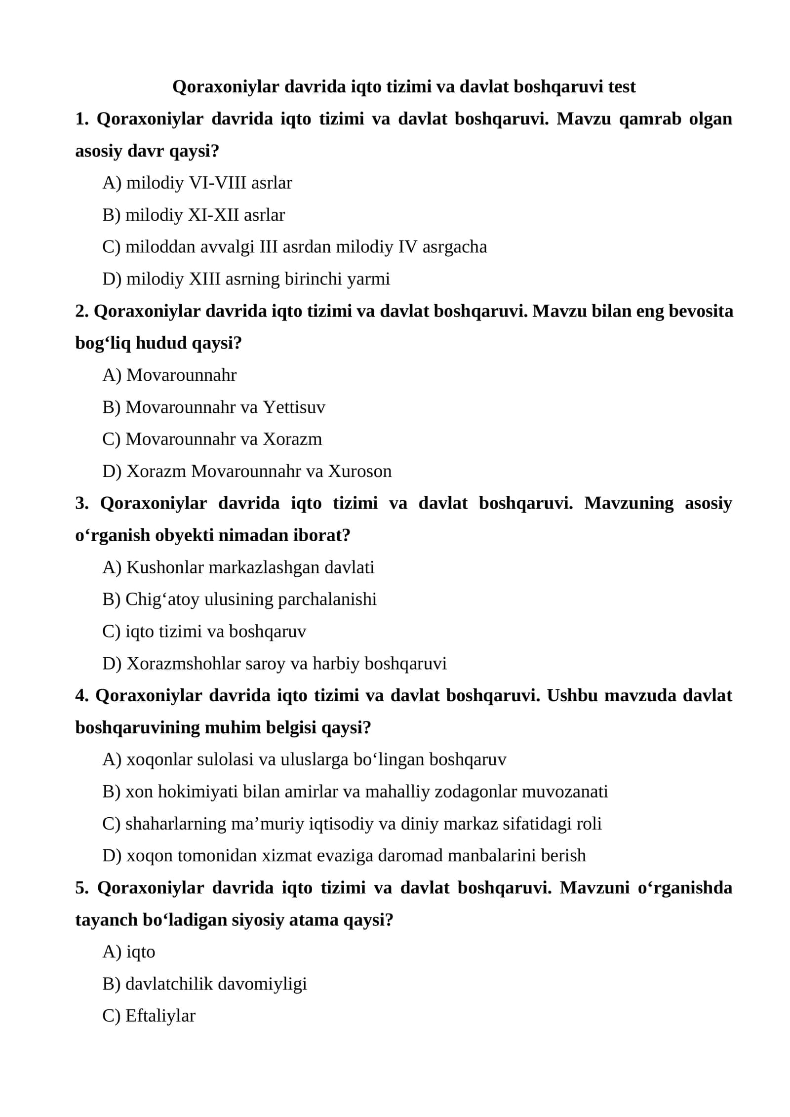 Qoraxoniylar davrida iqto tizimi va davlat boshqaruvi