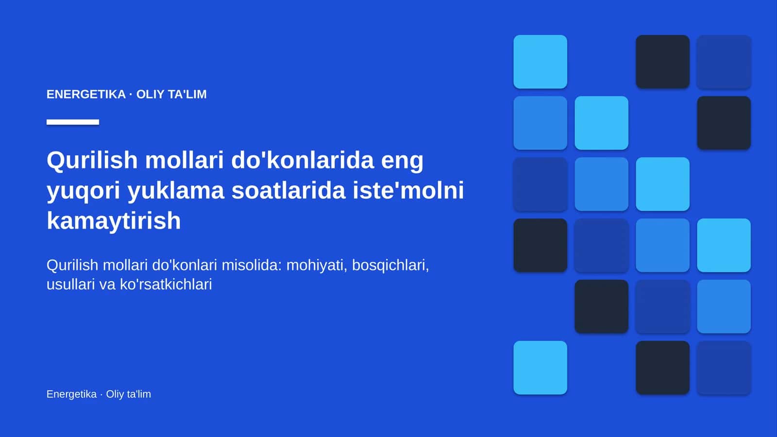 qurilish mollari do'konlarida eng yuqori yuklama soatlarida iste'molni kamaytirish 5025