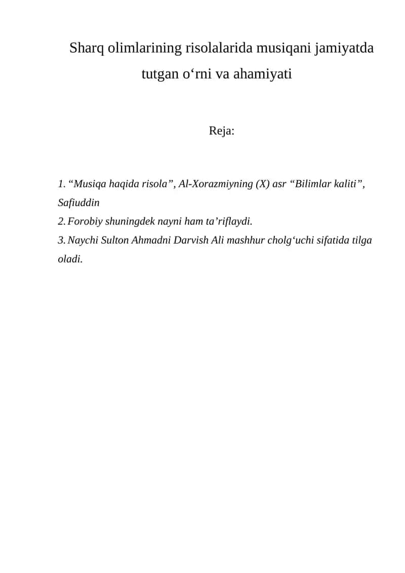 “Musiqa haqida risola”