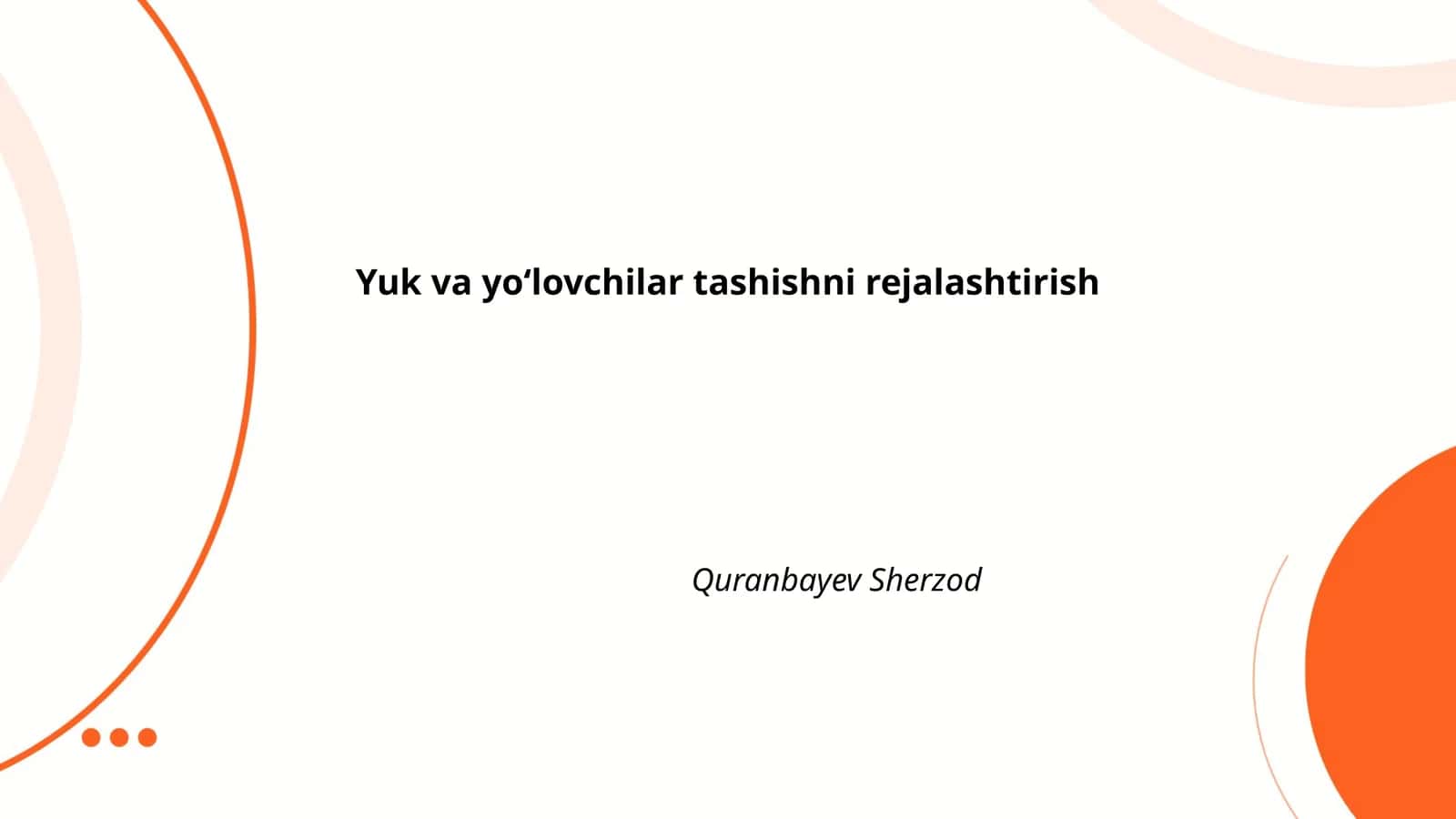 Yuk va yoʻlovchilar tashishni rejalashtirish