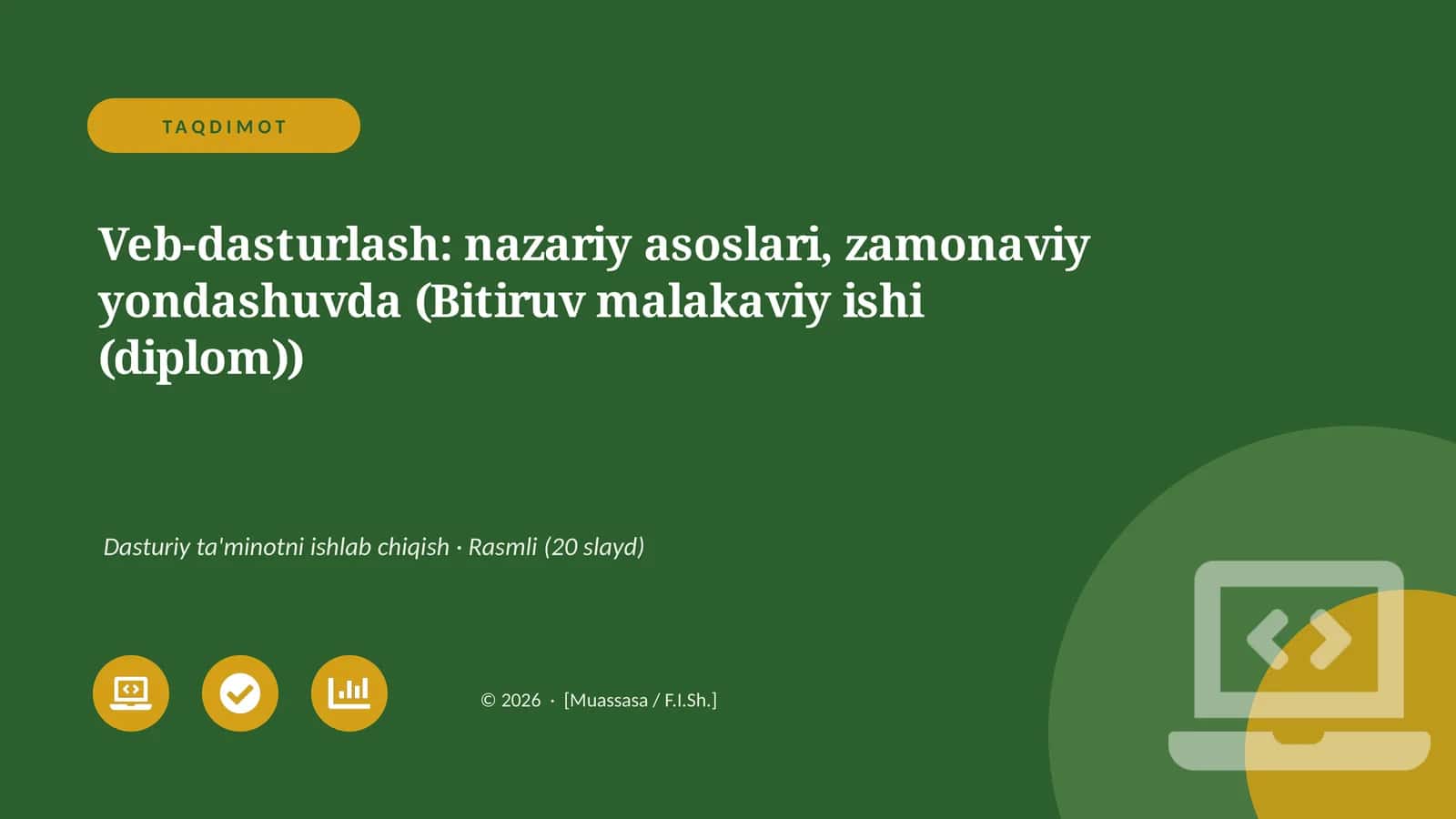 Veb-dasturlash: nazariy asoslari, zamonaviy yondashuvda (Bitiruv malakaviy ishi (diplom))