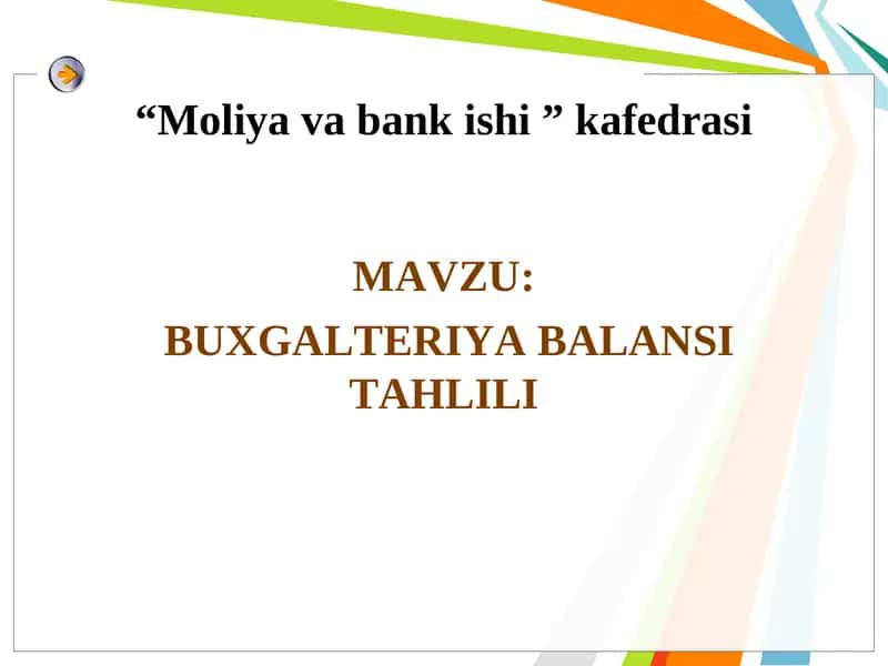 BUXGALTERIYA BALANSI TAHLILI