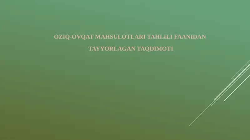 Oziq ovqat mahsulotlari tarkibidagi vitaminlarni aniqlash