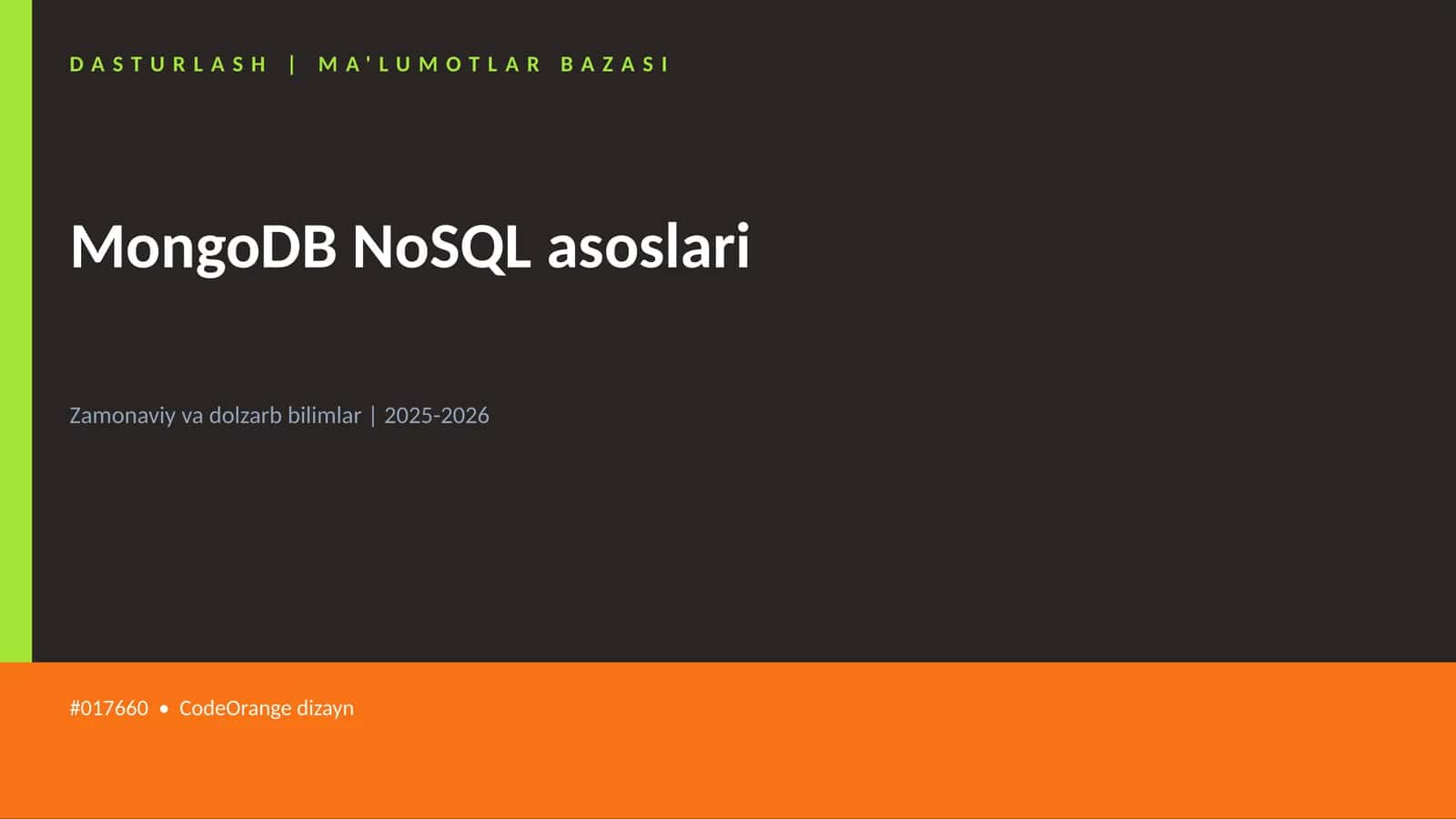 MongoDB NoSQL asoslari