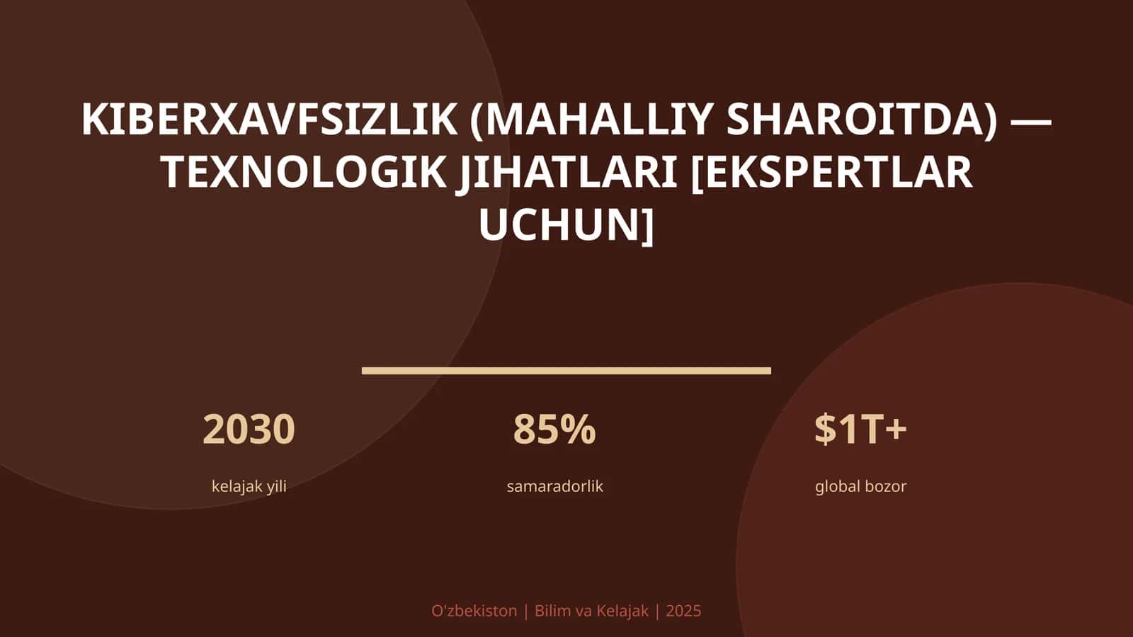 KIBERXAVFSIZLIK (MAHALLIY SHAROITDA) — TEXNOLOGIK JIHATLARI [EKSPERTLAR UCHUN]