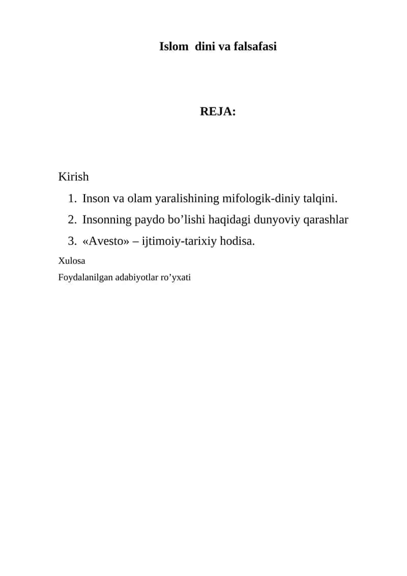 Islom dini va falsafasi