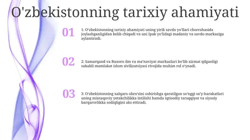 O'zbekistonning tarixiy ahamiyati
