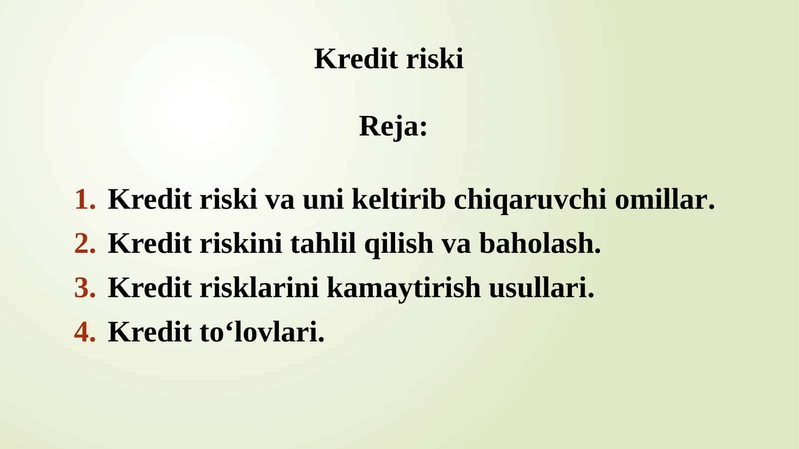 Kredit riskini tahlil qilish va baho lash