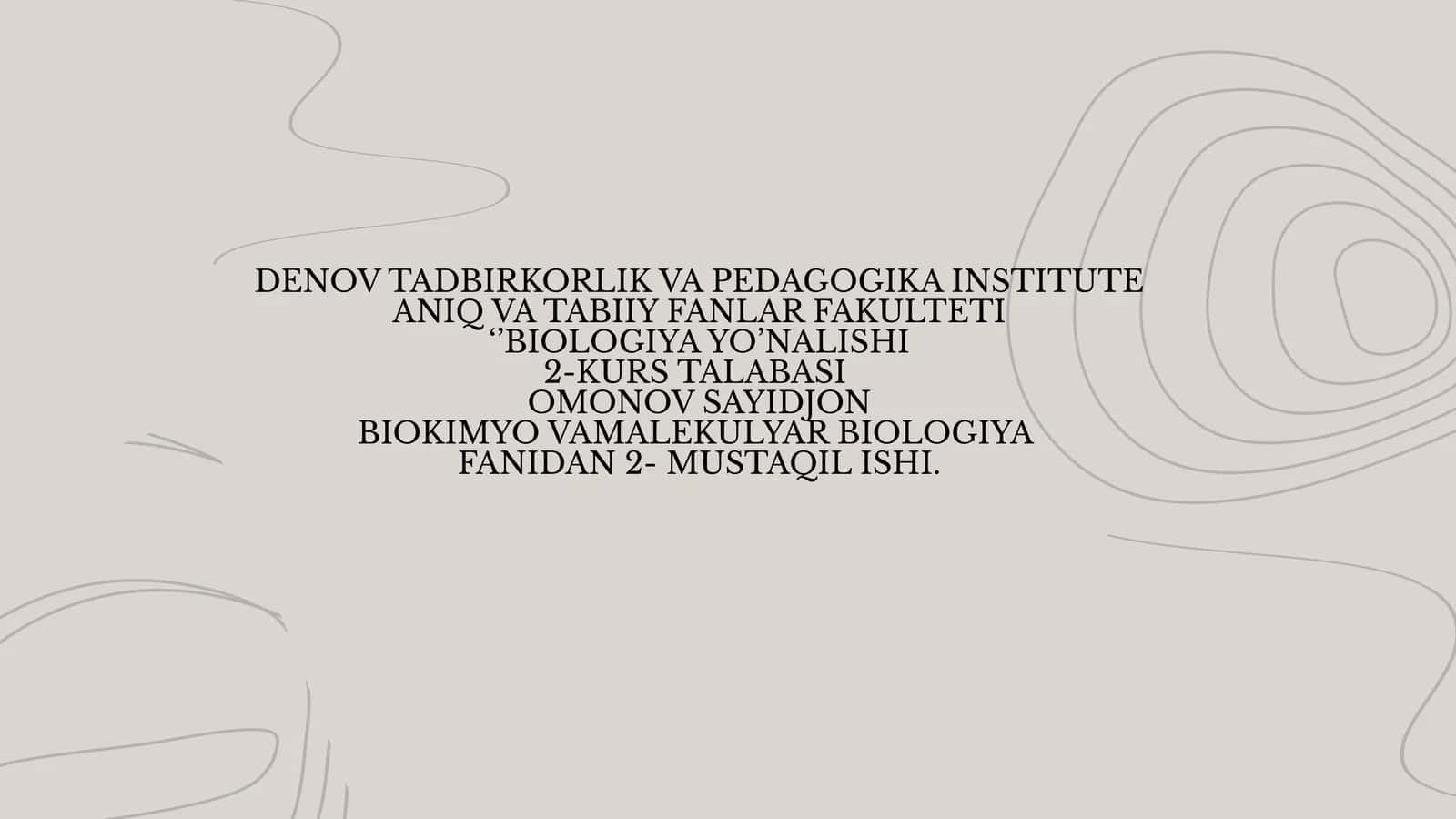 BIOKIMYO VAMALEKULYAR BIOLOGIYA FANI