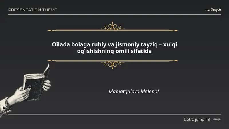 Oilada bolaga ruhiy va jismoniy tayziq – xulqi og‘ishishning omili sifatida