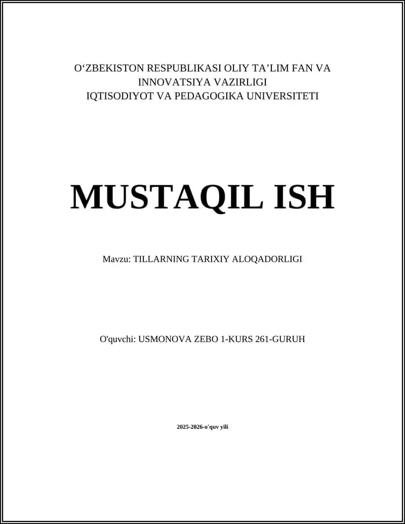 Tillarning genealogik tasnifi va til oilalari