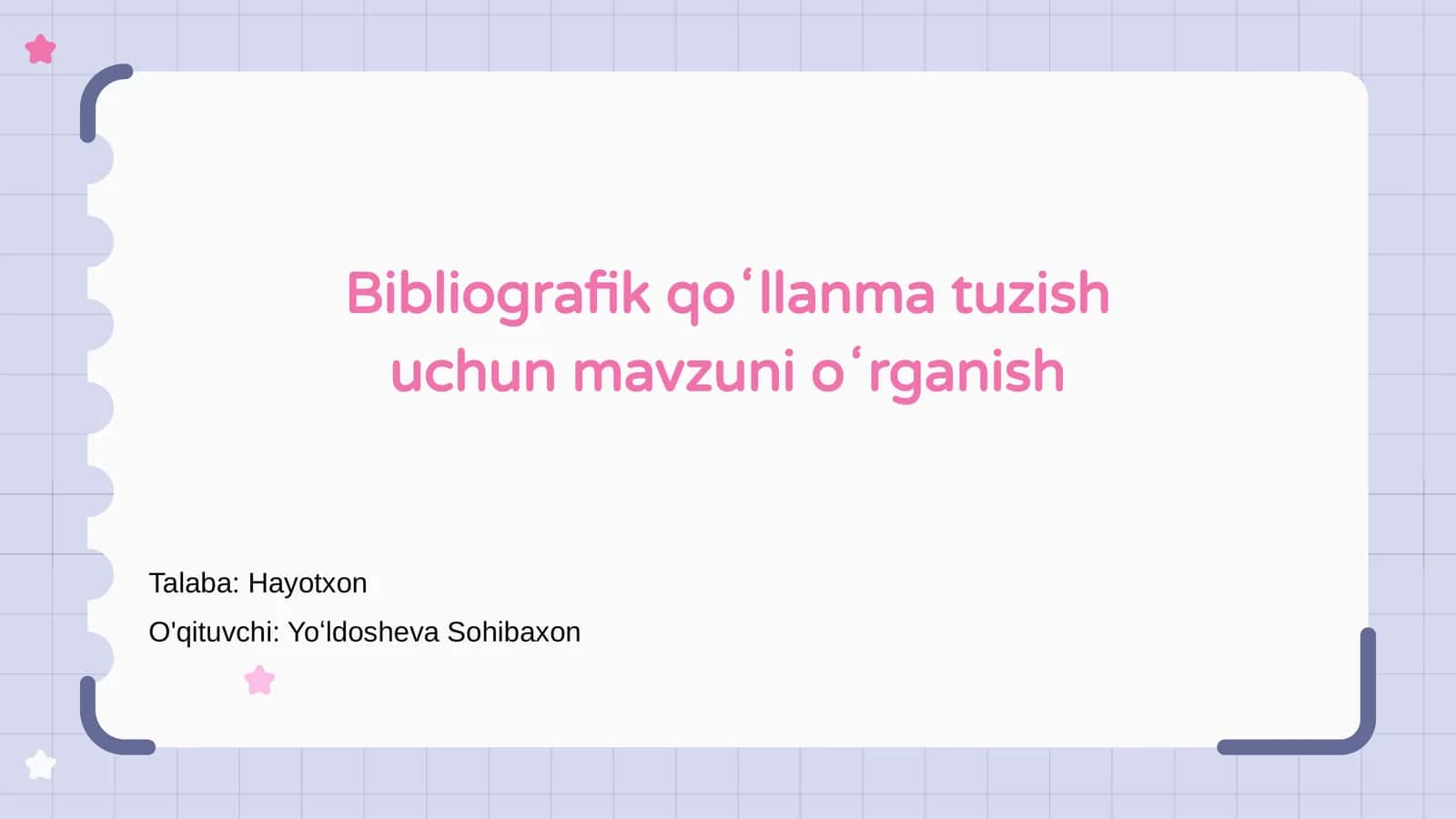 Bibliografik qo‘llanma tuzish uchun mavzuni o‘rganish