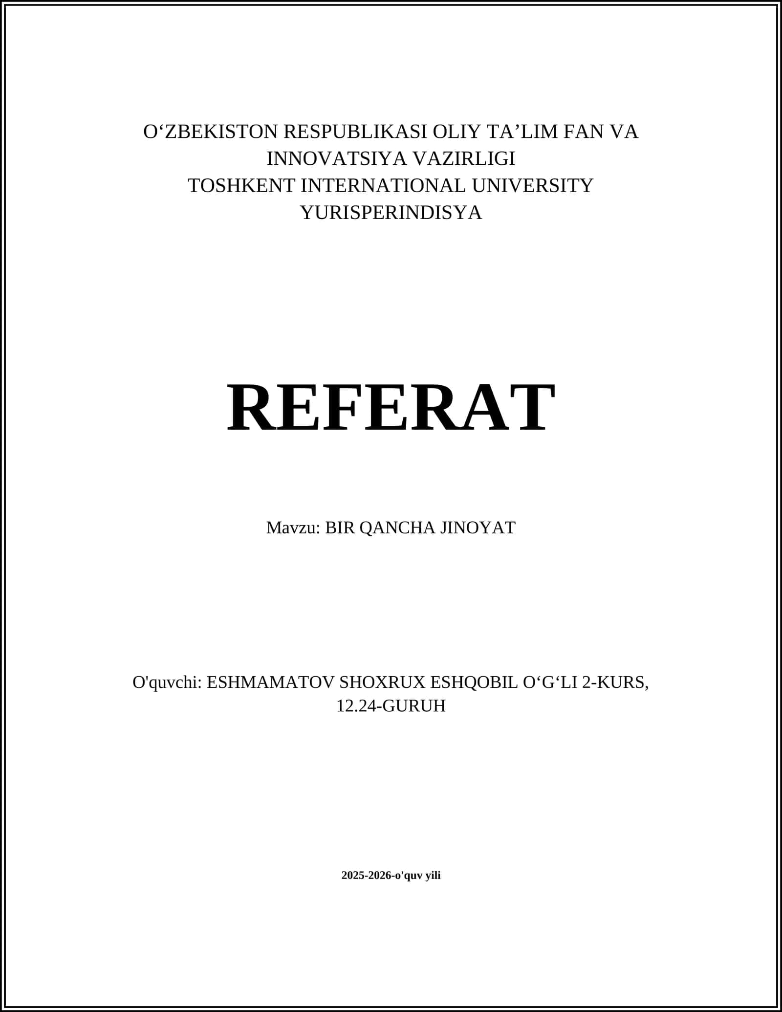BIR QANCHA JINOYAT