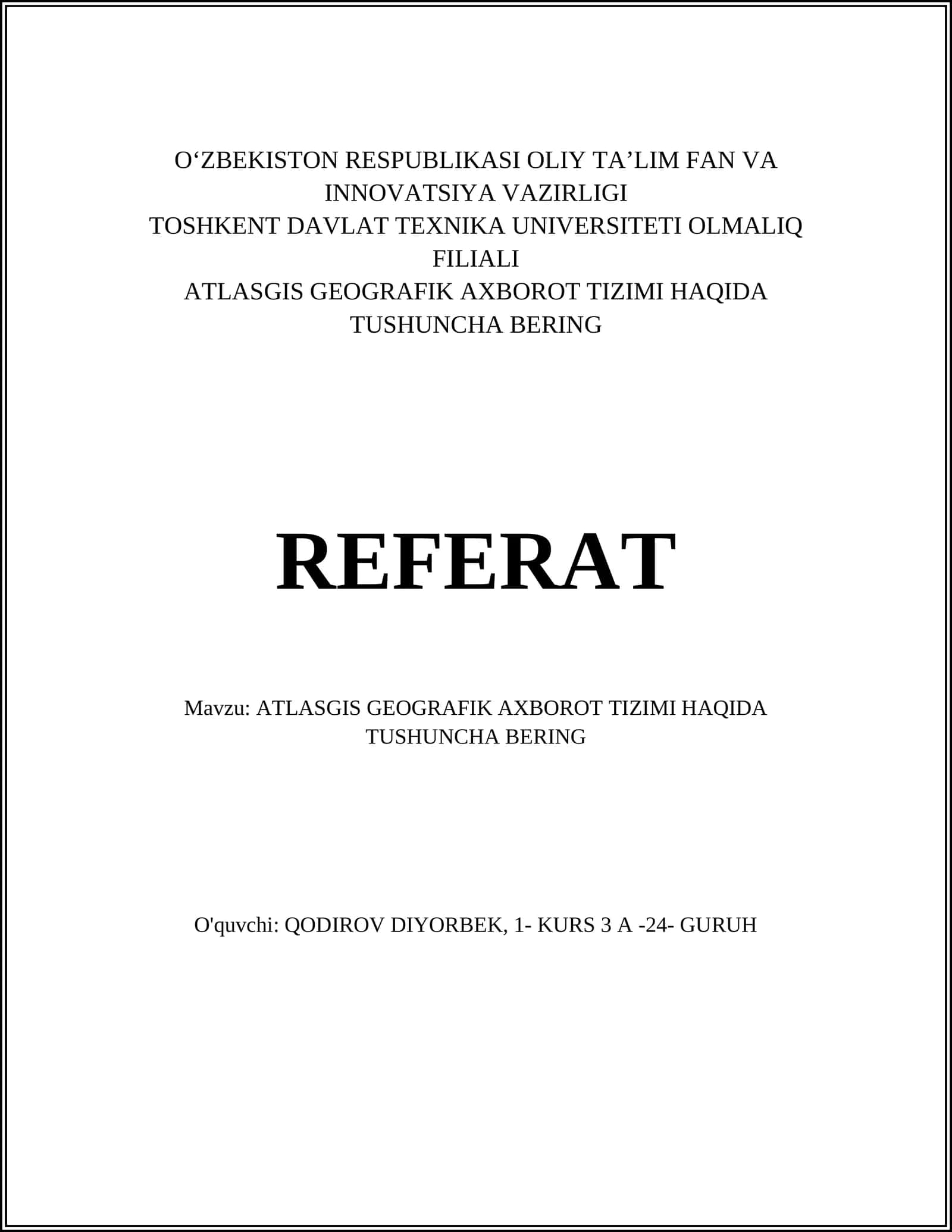 ATLASgis GEOGRAFIK AXBOROT TIZIMI