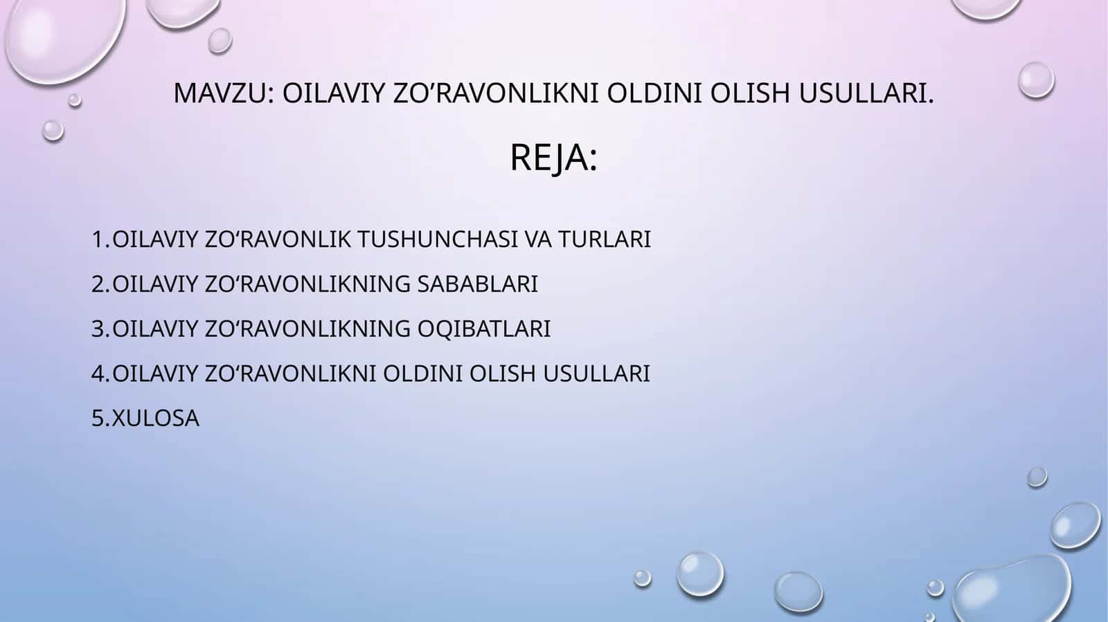 oilaviy zo’ravonlikni oldini olish usullari