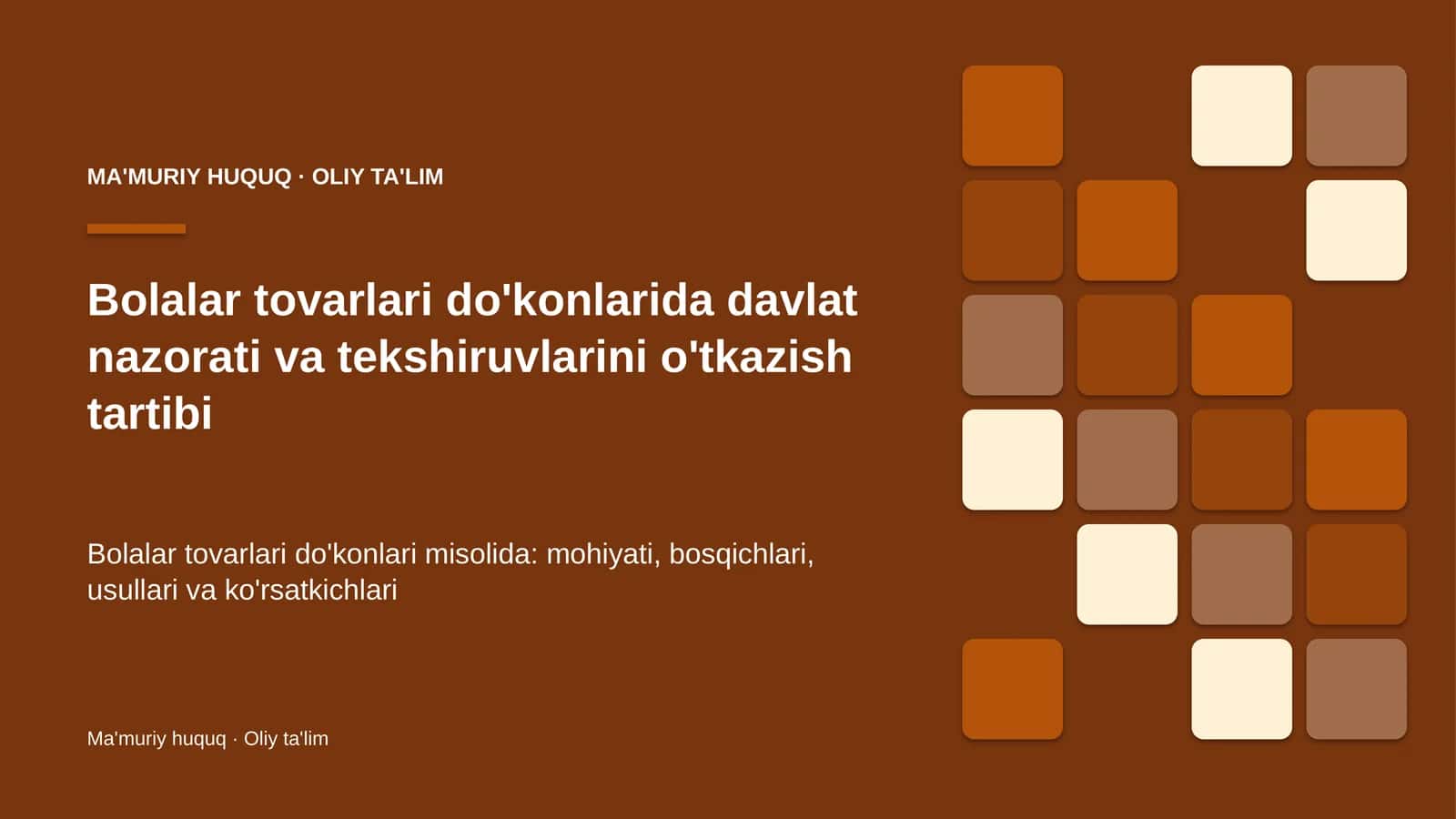 bolalar tovarlari do'konlarida davlat nazorati va tekshiruvlarini o'tkazish tartibi 9401