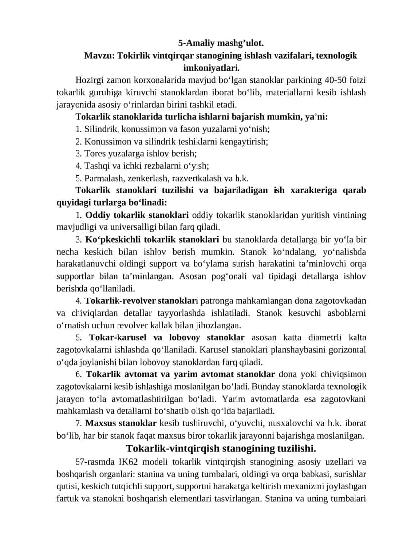 Tokarlik stanoklari