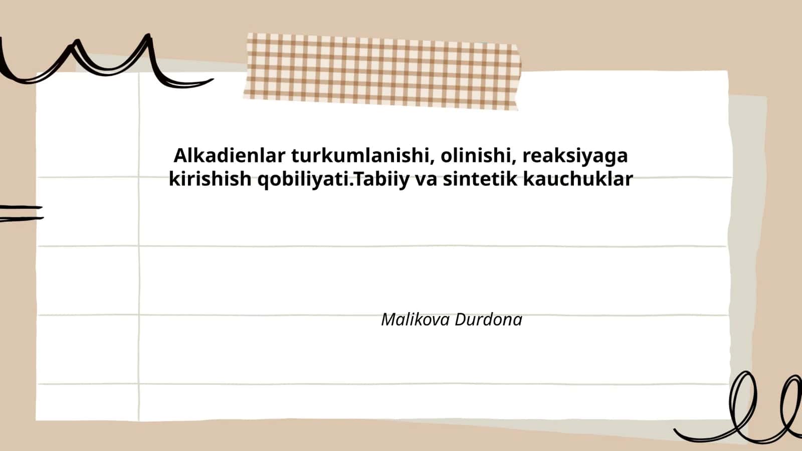 Alkadienlar turkumlanishi, olinishi, reaksiyaga kirishish qobiliyati