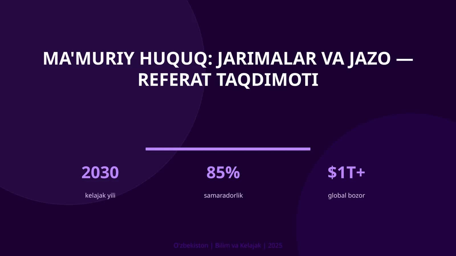 Ma'muriy huquq: jarimalar va jazo — referat taqdimoti