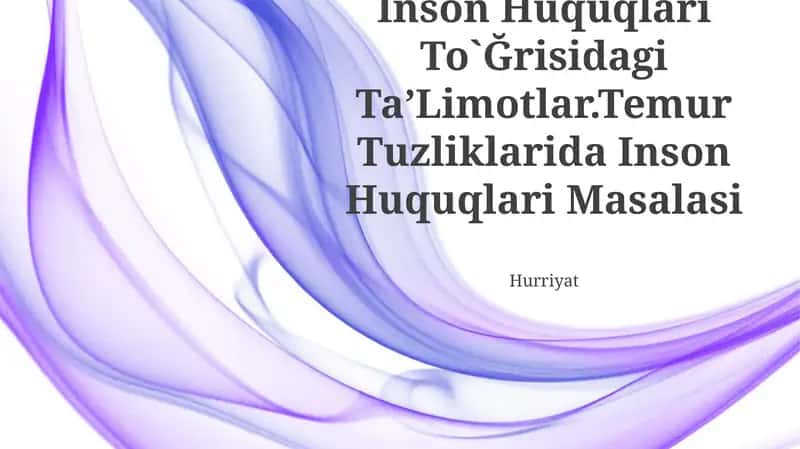 Inson Huquqlari To`Ğrisidagi TaʼLimotlar, Temur Tuzliklarida Inson Huquqlari Masalasi