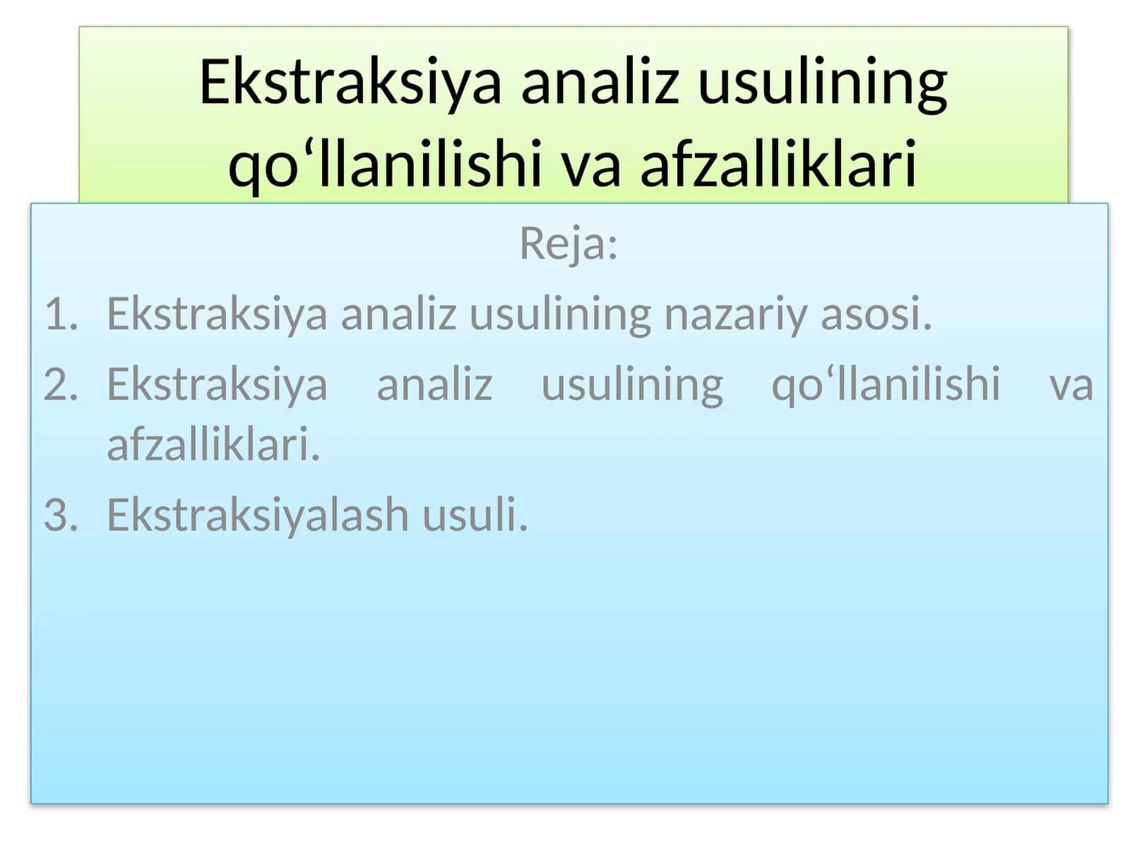 Ekstraksiya Analiz Usuli