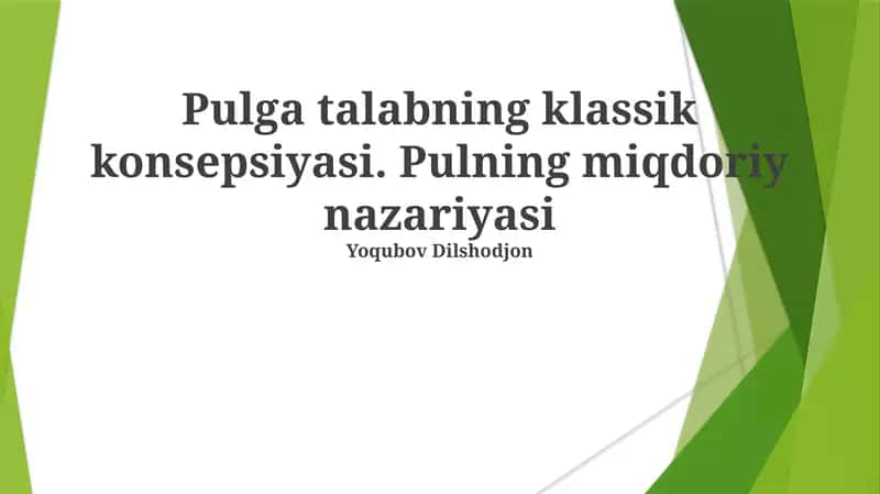 Pulga talabning klassik konsepsiyasi