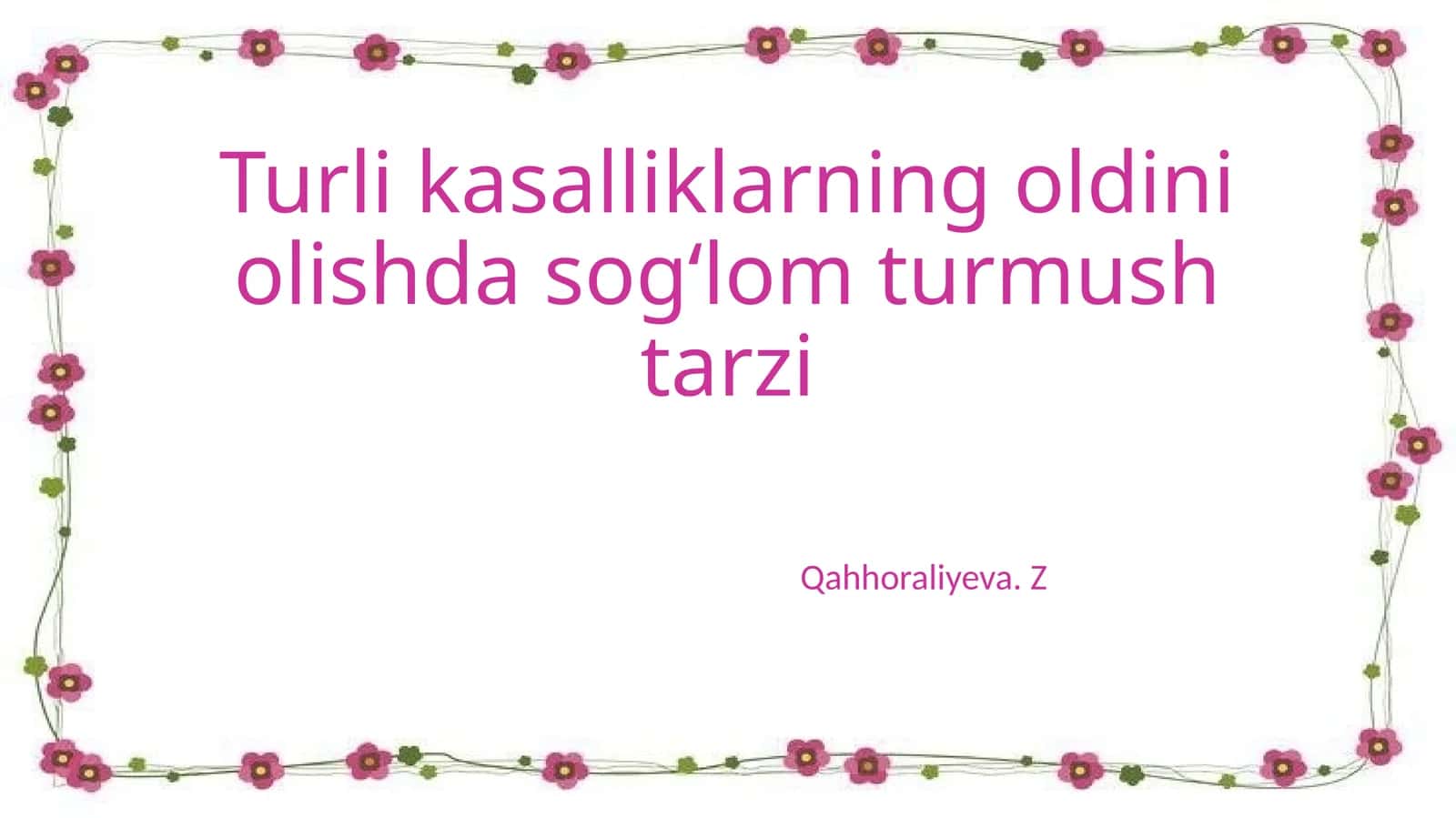 Turli kasalliklarning oldini olishda sogʻlom turmush tarzi 1