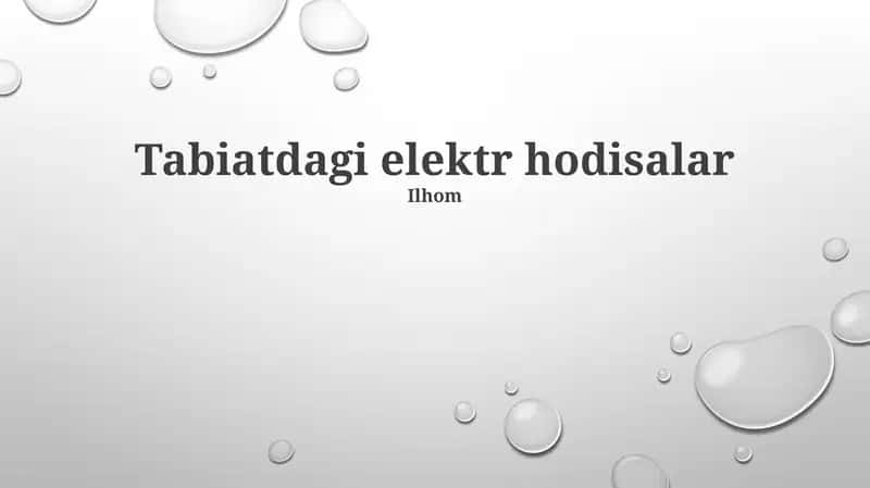 Tabiatdagi elektr hodisalar